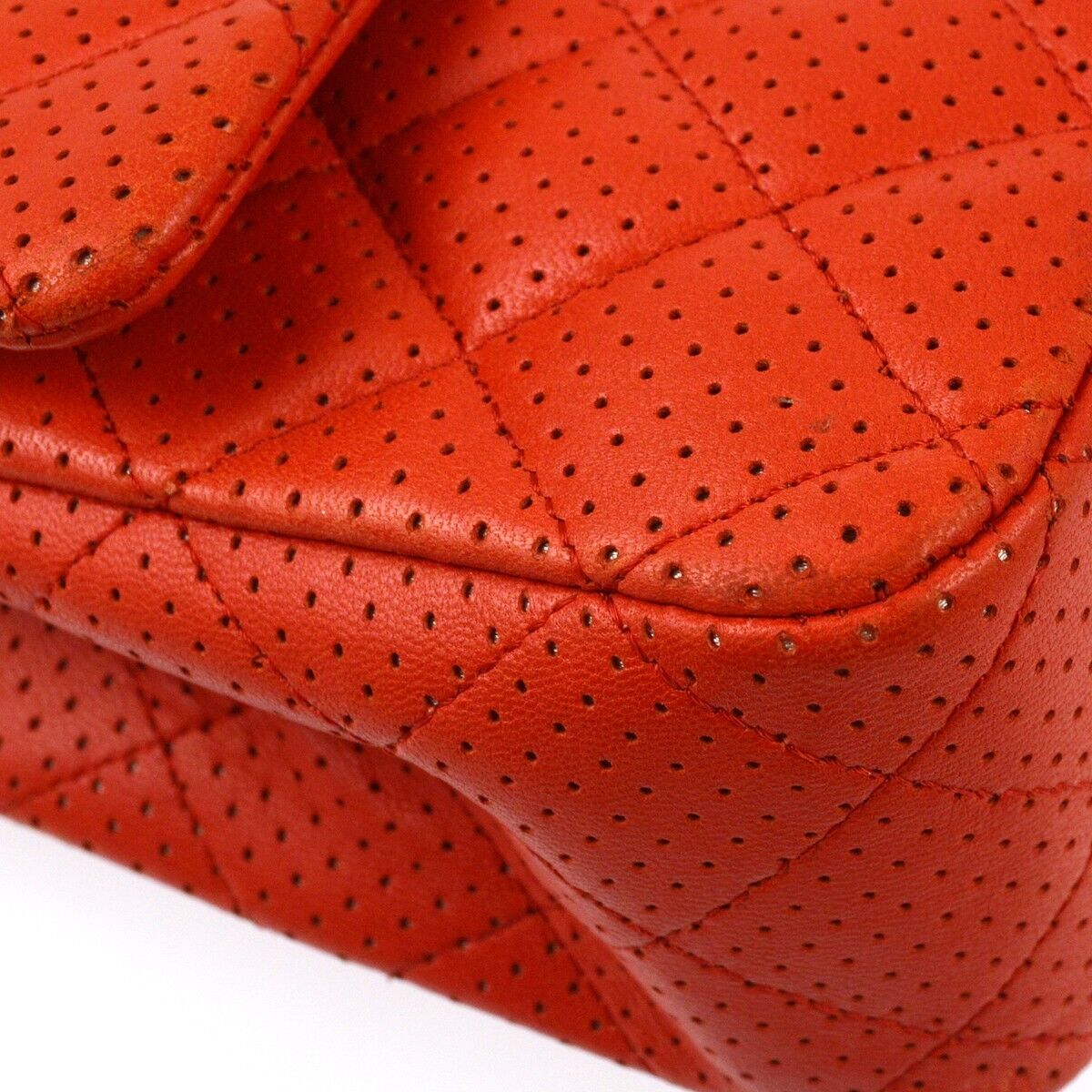 Chanel Red Perforated Lambskin Medium