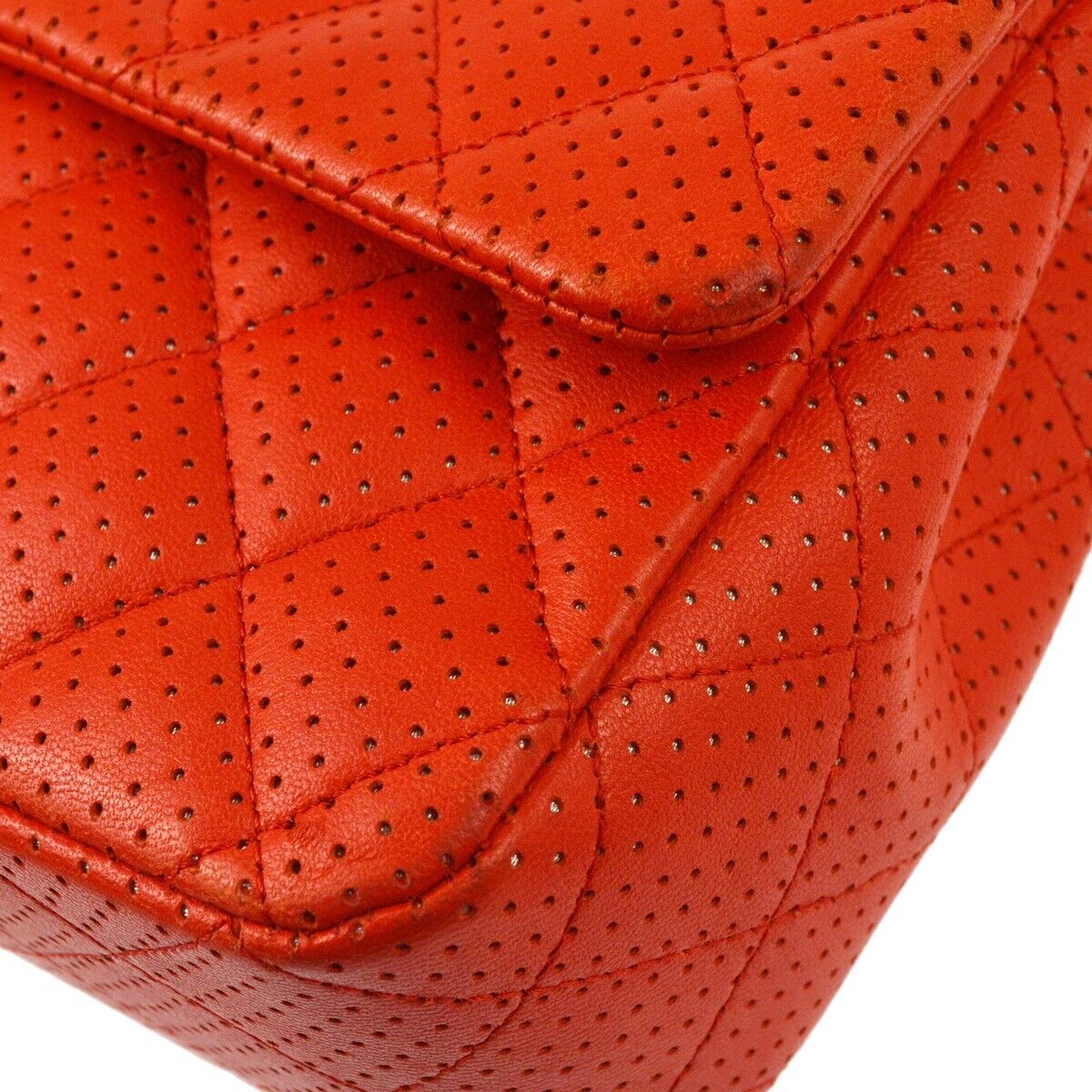 Chanel Red Perforated Lambskin Medium