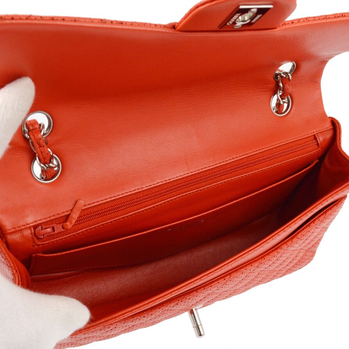 Chanel Red Perforated Lambskin Medium