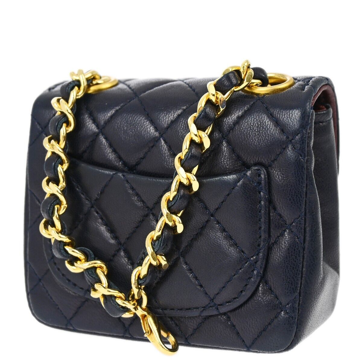 Chanel Navy Lambskin Classic Flap Micro