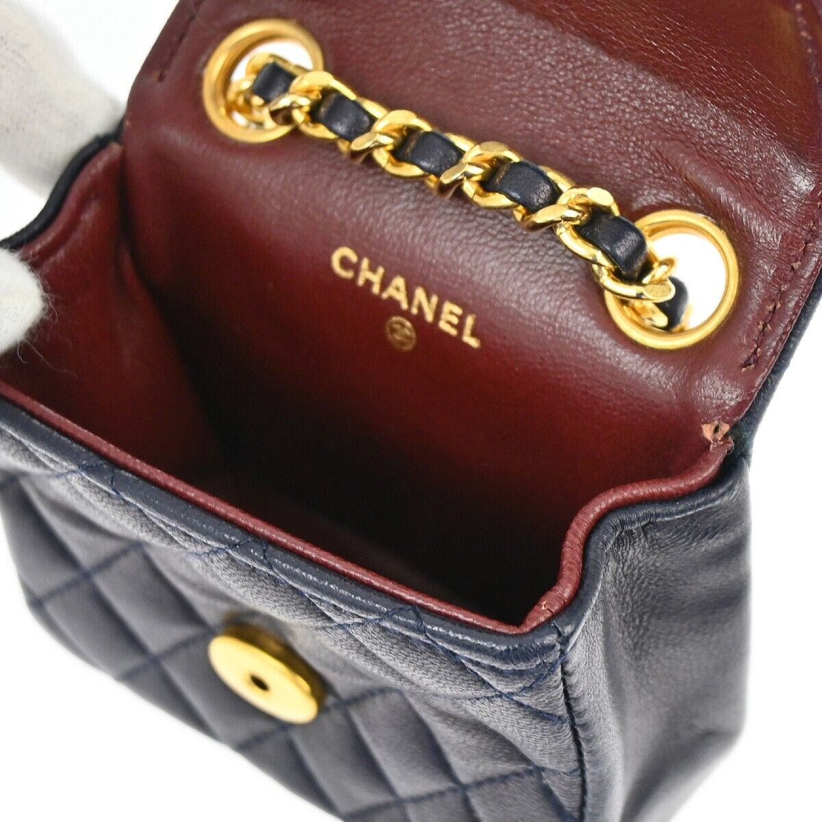Chanel Navy Lambskin Classic Flap Micro