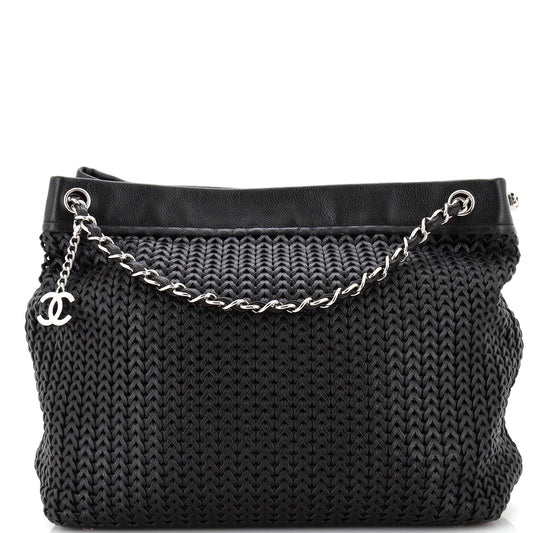 Chanel Cc Charm Tote Woven Caviar Large