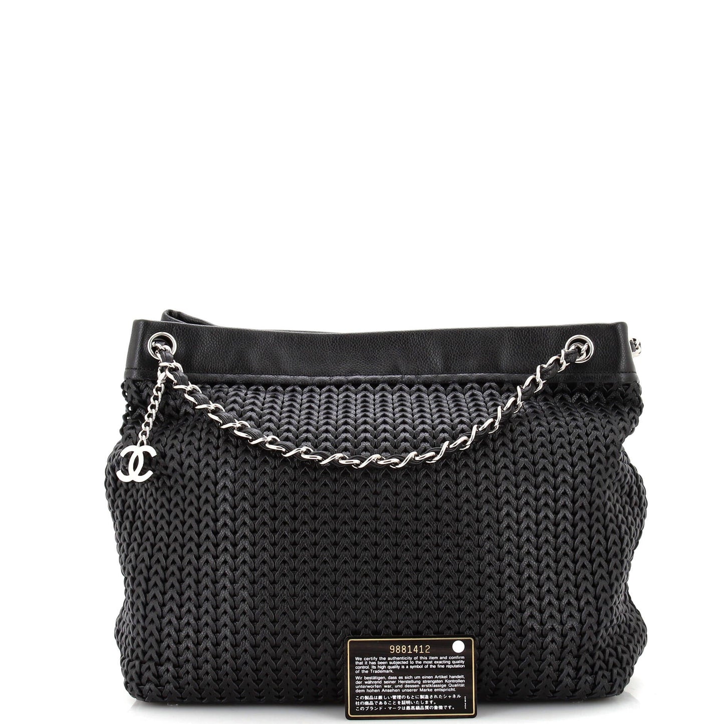 Chanel Cc Charm Tote Woven Caviar Large