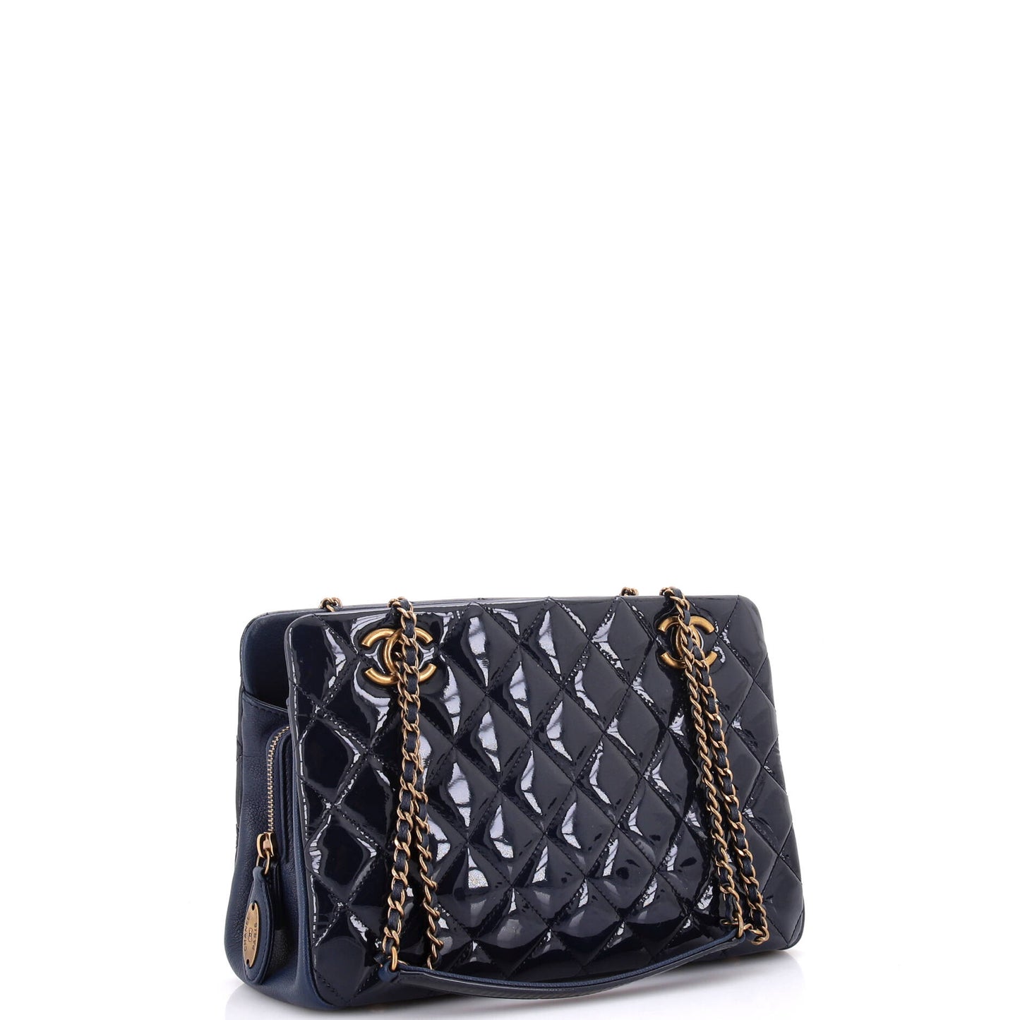 Chanel Cc Eyelet Tote Quilted Patent