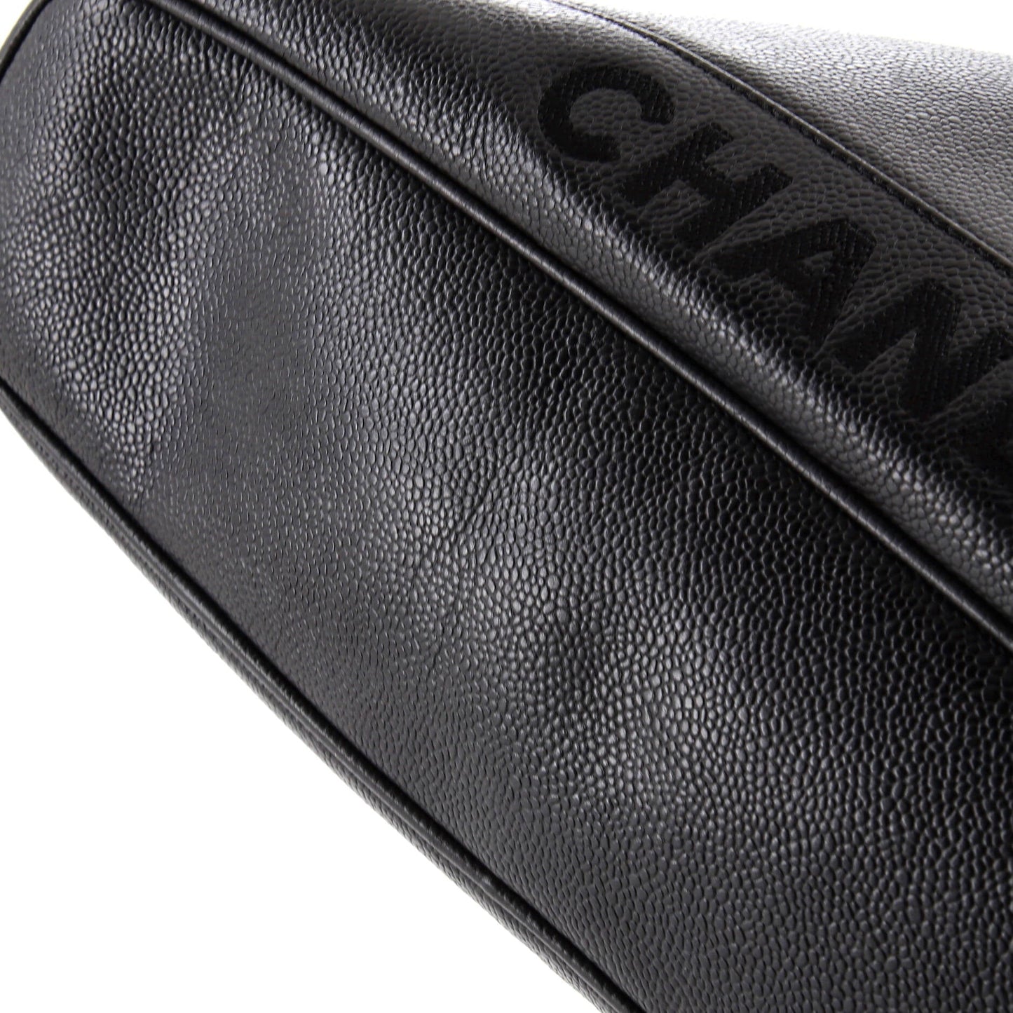 Chanel Vintage Logo Chain Tote Caviar