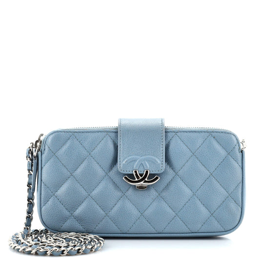 Chanel Cc Box Double Zip Clutch With