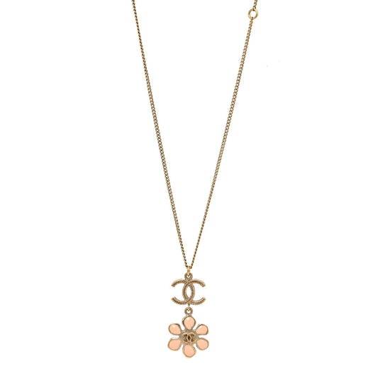 Chanel Enamel Pearl Cc Flower Pendant