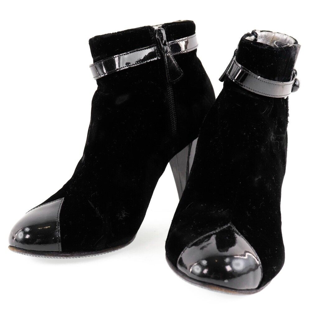 Chanel Boots Black Velvet Women