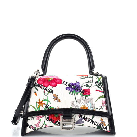 Gucci x Luxury Balenciaga  The Hacker Project Hourglass Top Handle Bag Flora Canvas Small