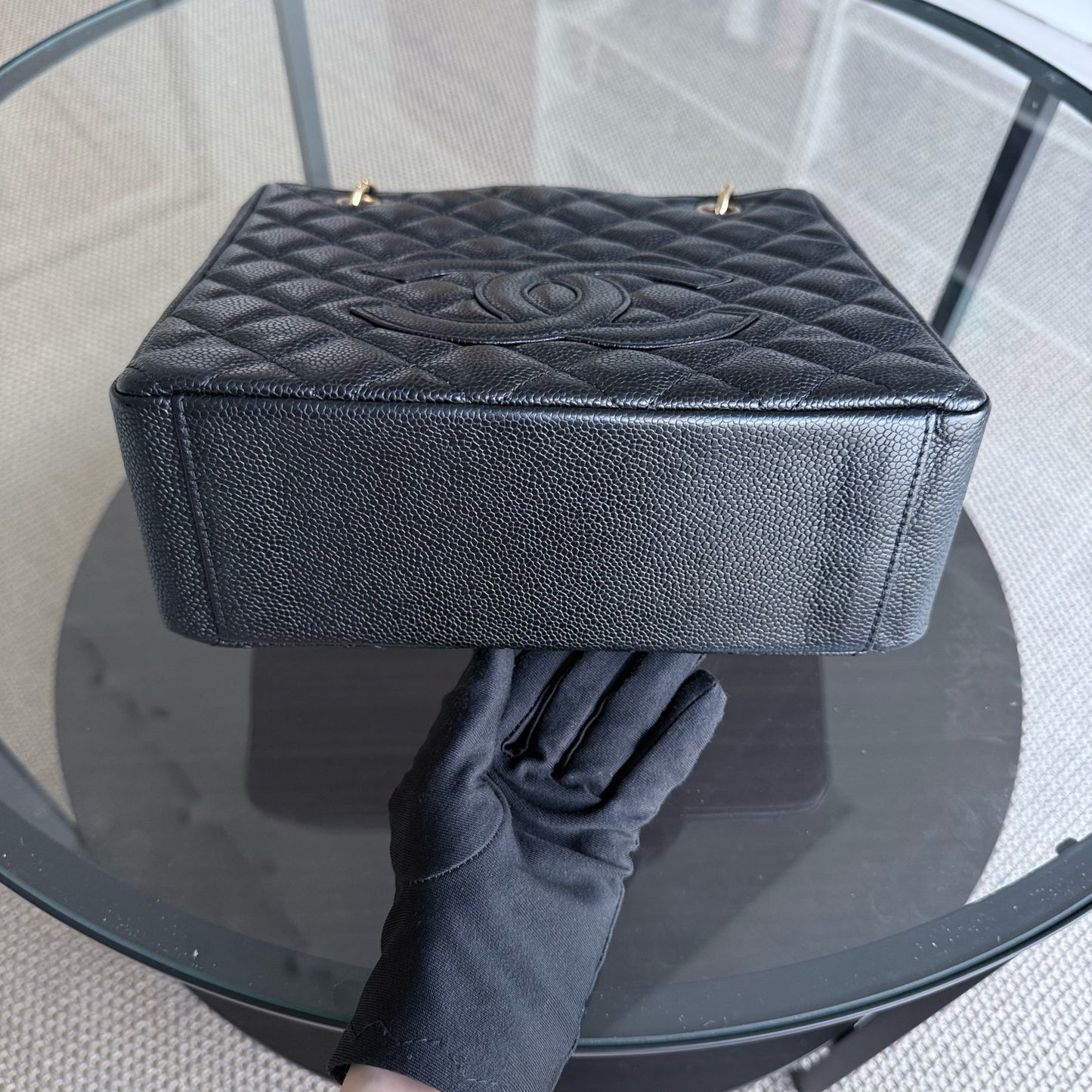 Chanel PST Petite Shopping Tote - Caviar Quilted Black Gold Hardware Series 12