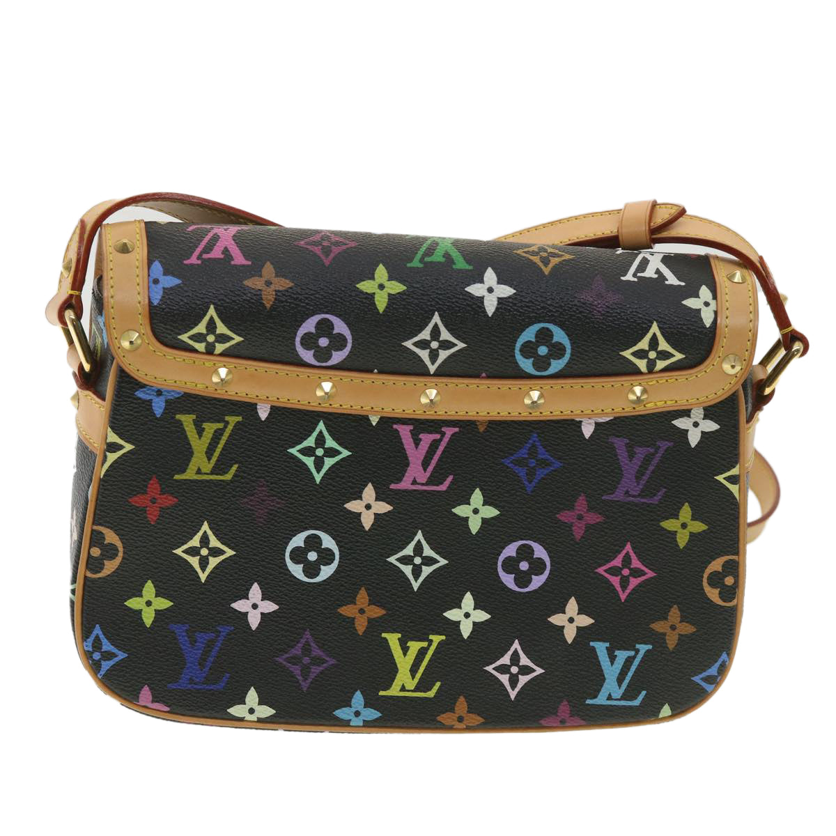 LOUIS VUITTON Monogram Multicolor Sologne Shoulder Bag Black M92639 Auth B067A