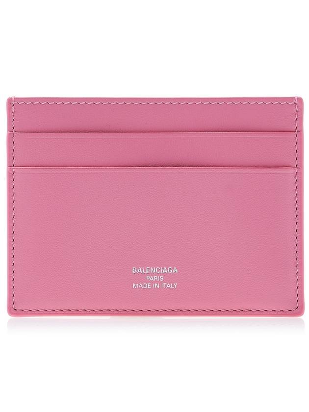 Luxury Balenciaga  Logo Calfskin Card Wallet Pink