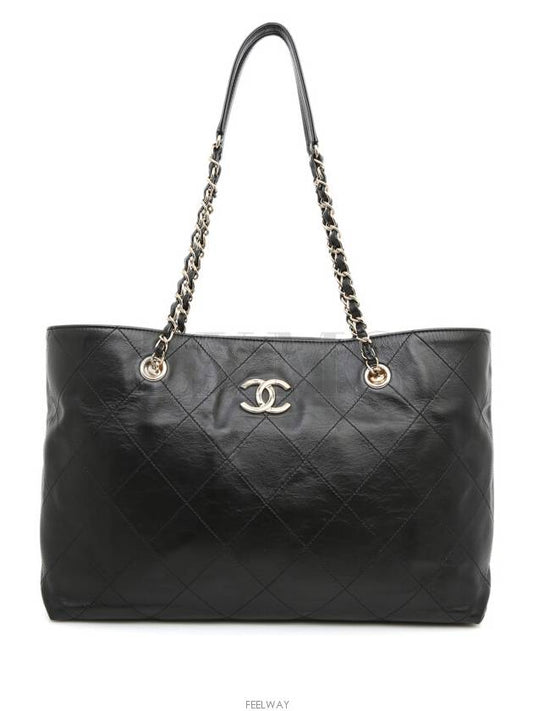 Black Matrasse Chain Shoulder Bag Quilted Medium Shopper AS2442 Chanel