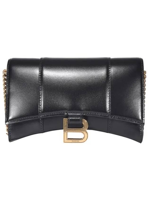 Luxury Balenciaga  Hourglass Chain Mini Calfskin Cross Bag Black