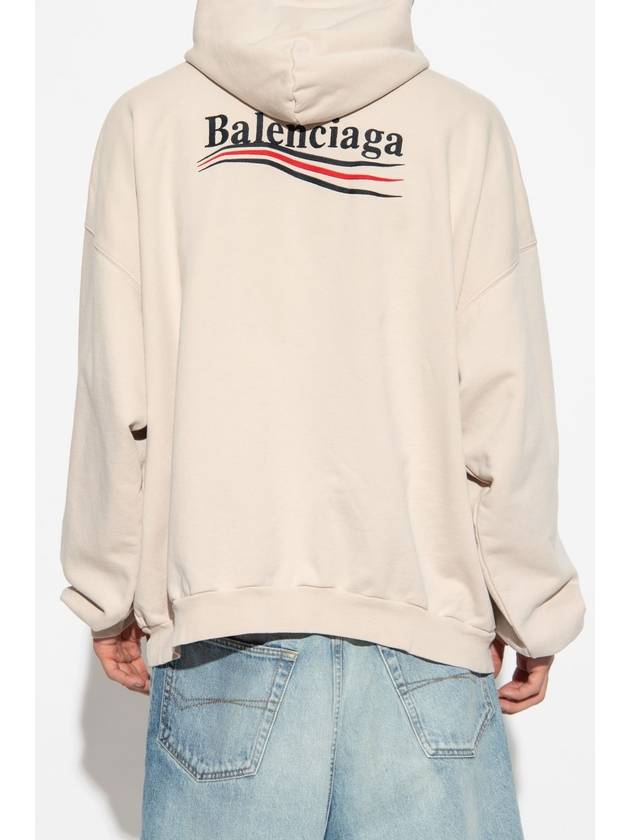 Luxury Balenciaga  Embroidered Logo Cotton Hoodie Beige