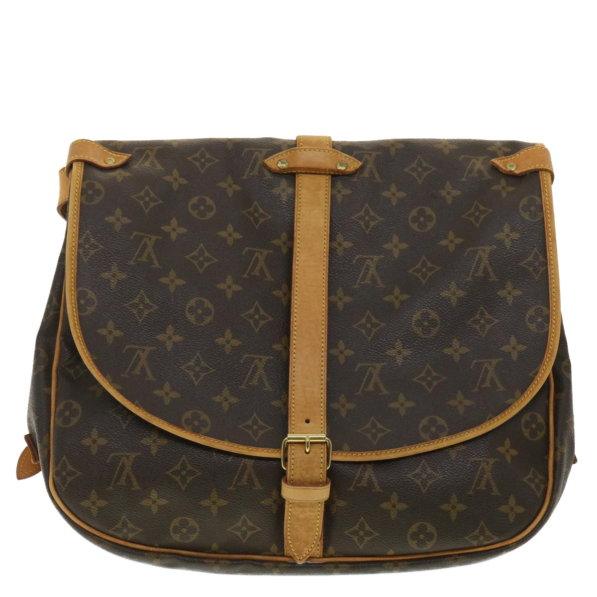 LOUIS VUITTON Monogram Saumur 35 Shoulder Bag M42254 LV Auth B101
