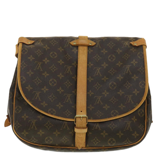 LOUIS VUITTON Monogram Saumur 35 Shoulder Bag M42254 LV Auth B101
