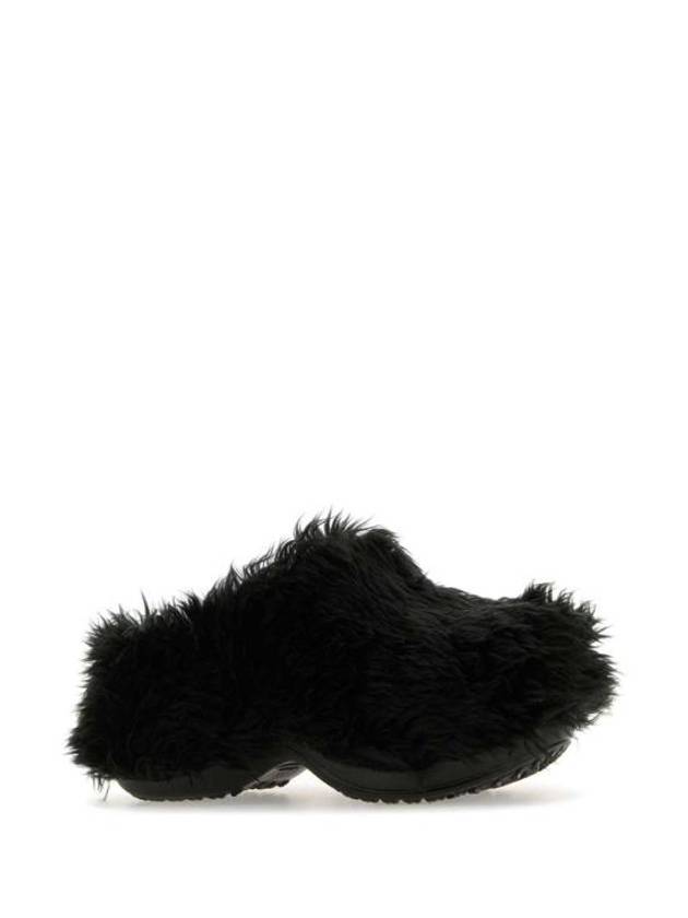 Luxury Balenciaga  Fake Fur Mule Black