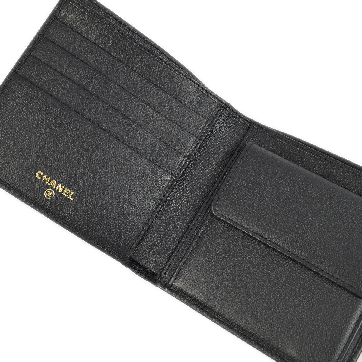 Chanel Bifold Wallet Purse Black Caviar