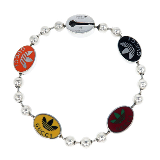 Gucci Adidas Collaborative Bracelet Trophy Ball Chain Size 16 AG925 Silver Multicolor Jewelry Accessories