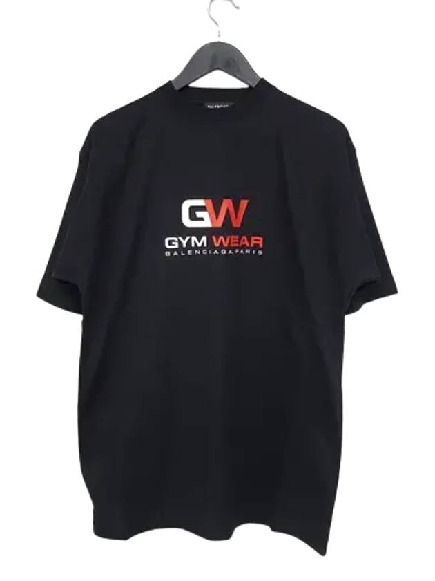Luxury Balenciaga  Gym Wear Logo Print Short Sleeve T-Shirt Black