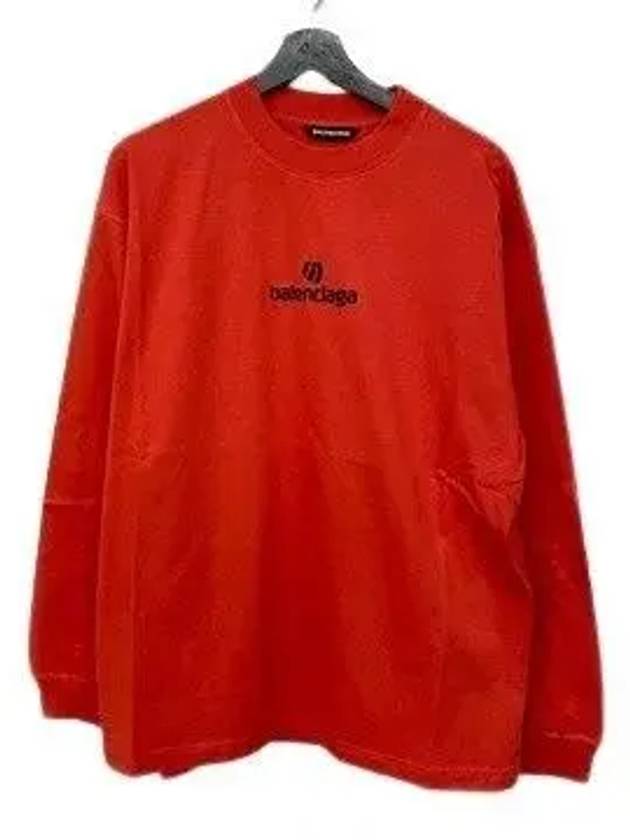 Luxury Balenciaga  Logo Cotton Sweatshirt Red