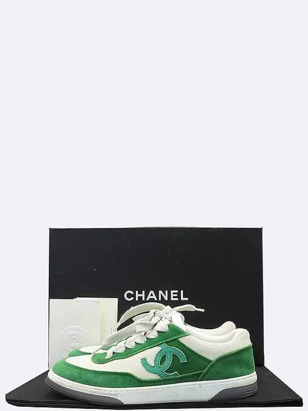 G39978 White Green Color Suede Orca Tennis Sneakers 36 Chanel