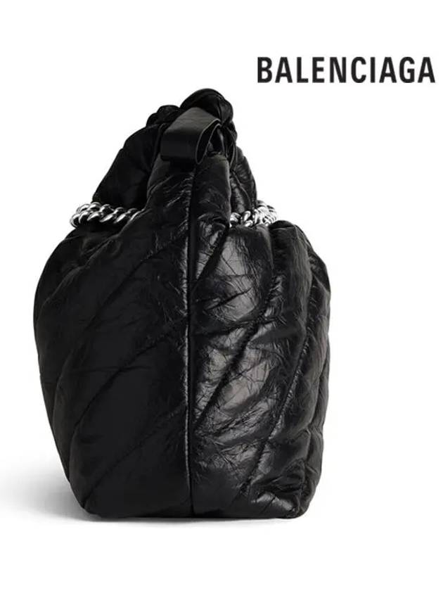 Luxury Balenciaga  Crush Embellished Logo Quilted Leather Tote Bag Black