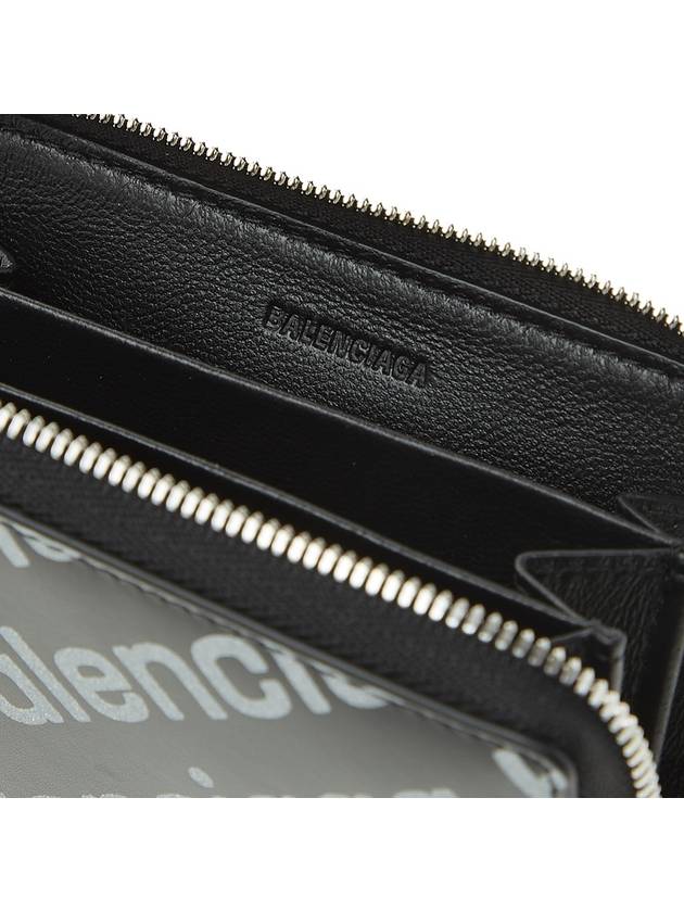 Luxury Balenciaga  All Over Logo Zip Around Half Wallet Black