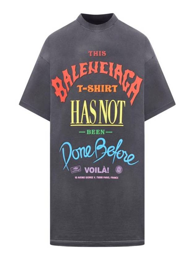 Luxury Balenciaga  Slogan Print Oversized Short Sleeve T-Shirt Black