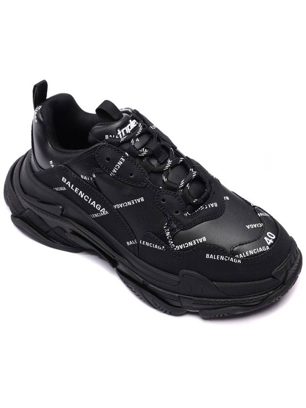Luxury Balenciaga  Allover Logo Triple S Low Top Sneakers Black