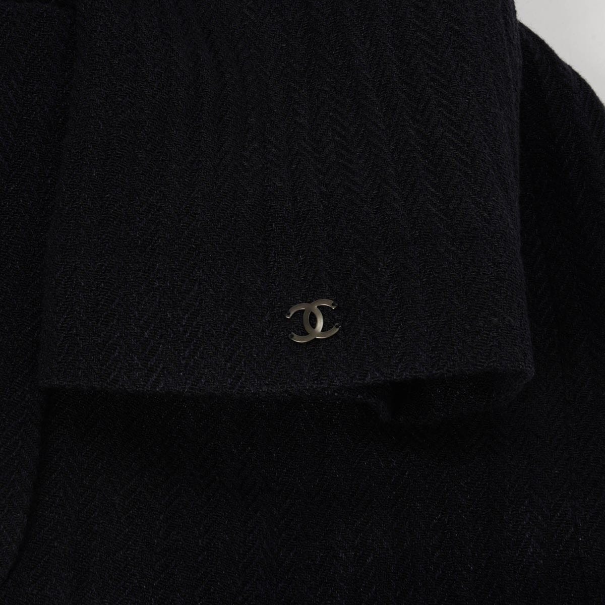 Chanel Navy Herringbone Four-Pocket Open Jacket FR 46