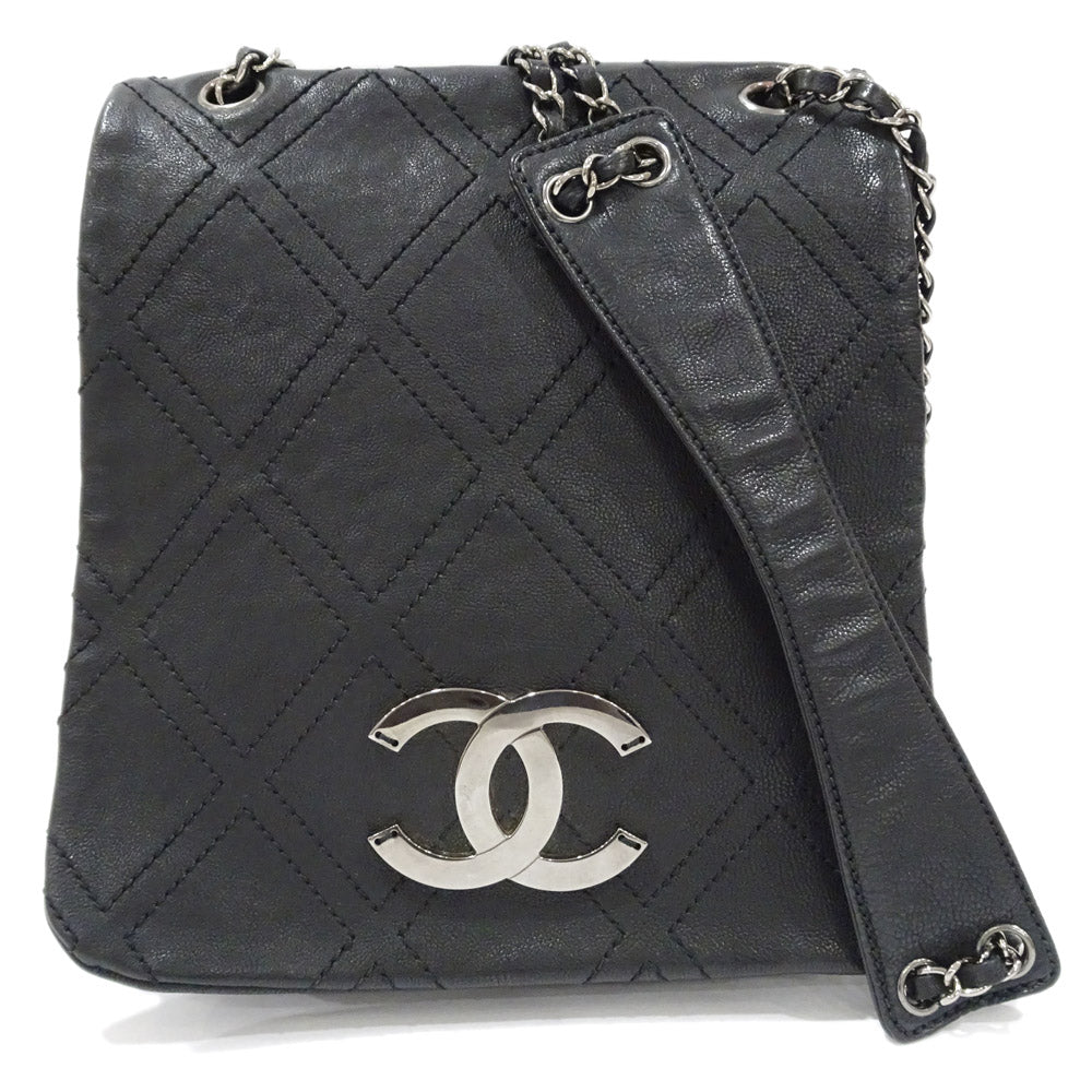 Chanel Diamond Stitch Chain S Bag A32453 Leather Black Silver G  Bag