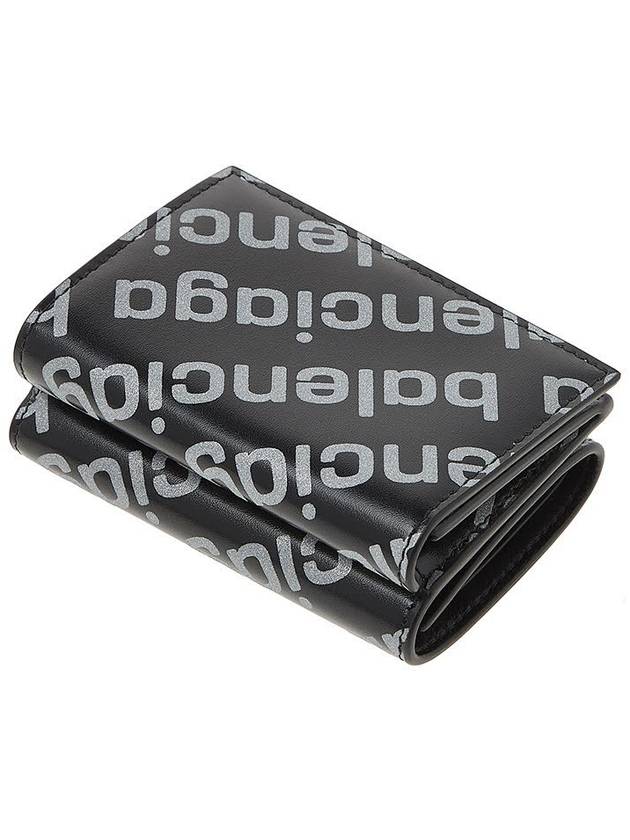 Luxury Balenciaga  All-Over Logo Tri-Fold Half Wallet Black