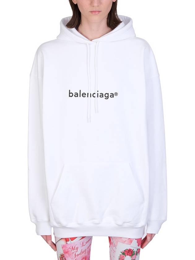 Luxury Balenciaga  WoMen's logo printed oversized Hoodie top white