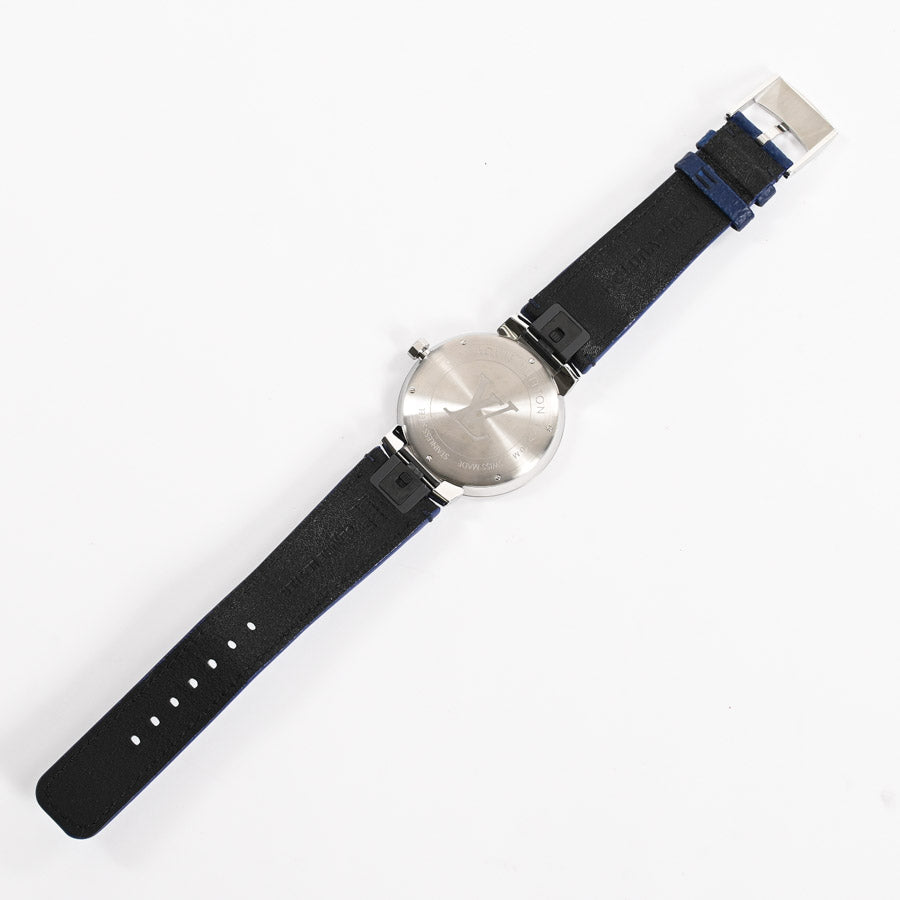 Louis Vuitton Tambour Slim Monogram Cobalt GM Watch QA150Z Blue