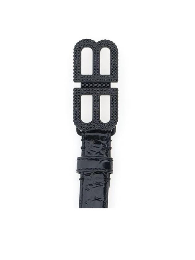 Luxury Balenciaga  BB Hourglass Leather Belt Black