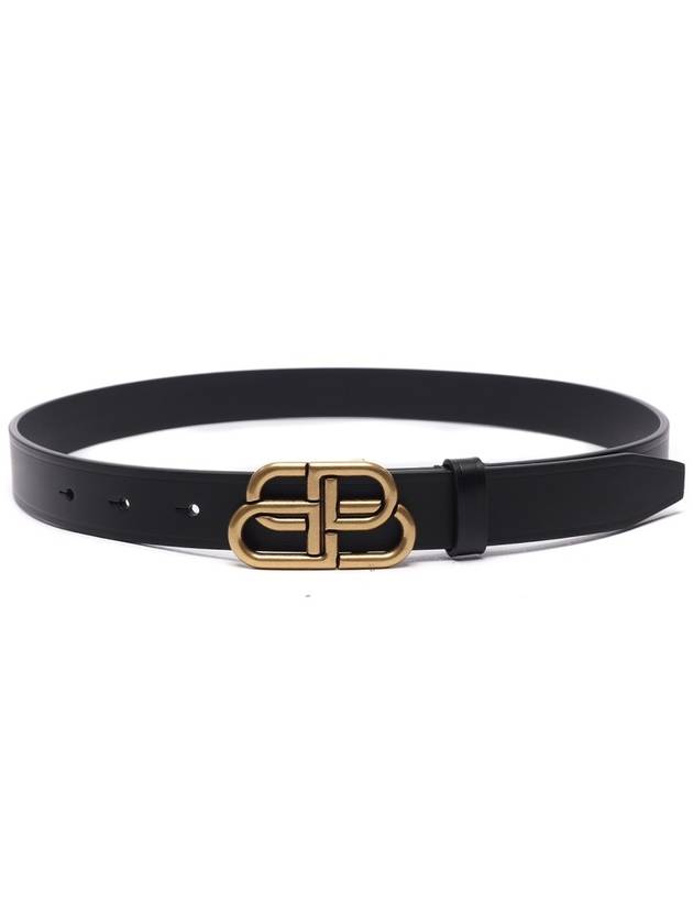 Luxury Balenciaga  BB Buckle Belt Black Gold
