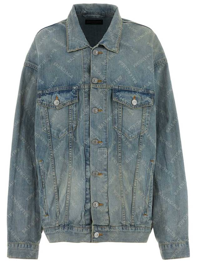 Luxury Balenciaga  Logo Print Denim Jacket Blue