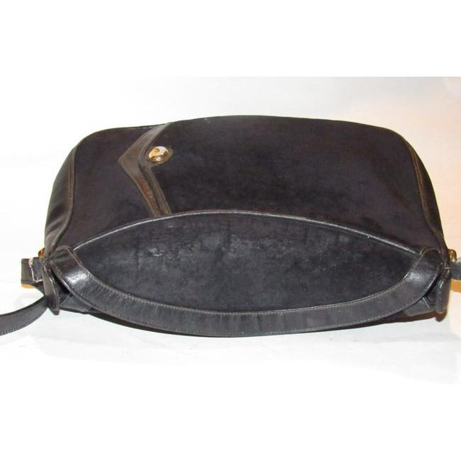 Gucci Vintage Shoulder Black Suede And Leather Hobo Bag