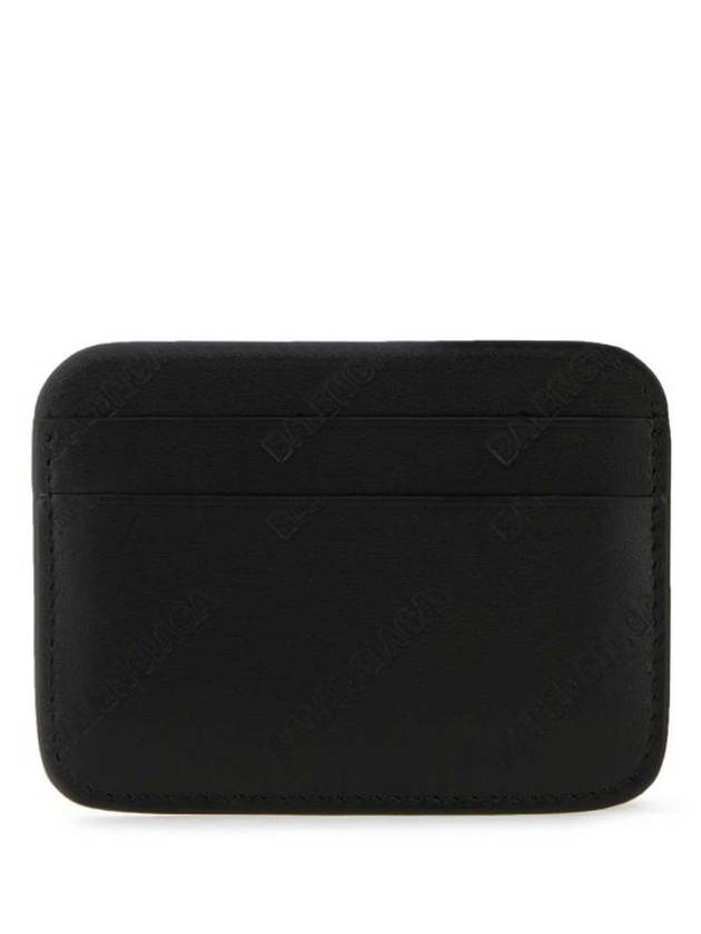 Luxury Balenciaga  Embossed Logo Card Wallet Black