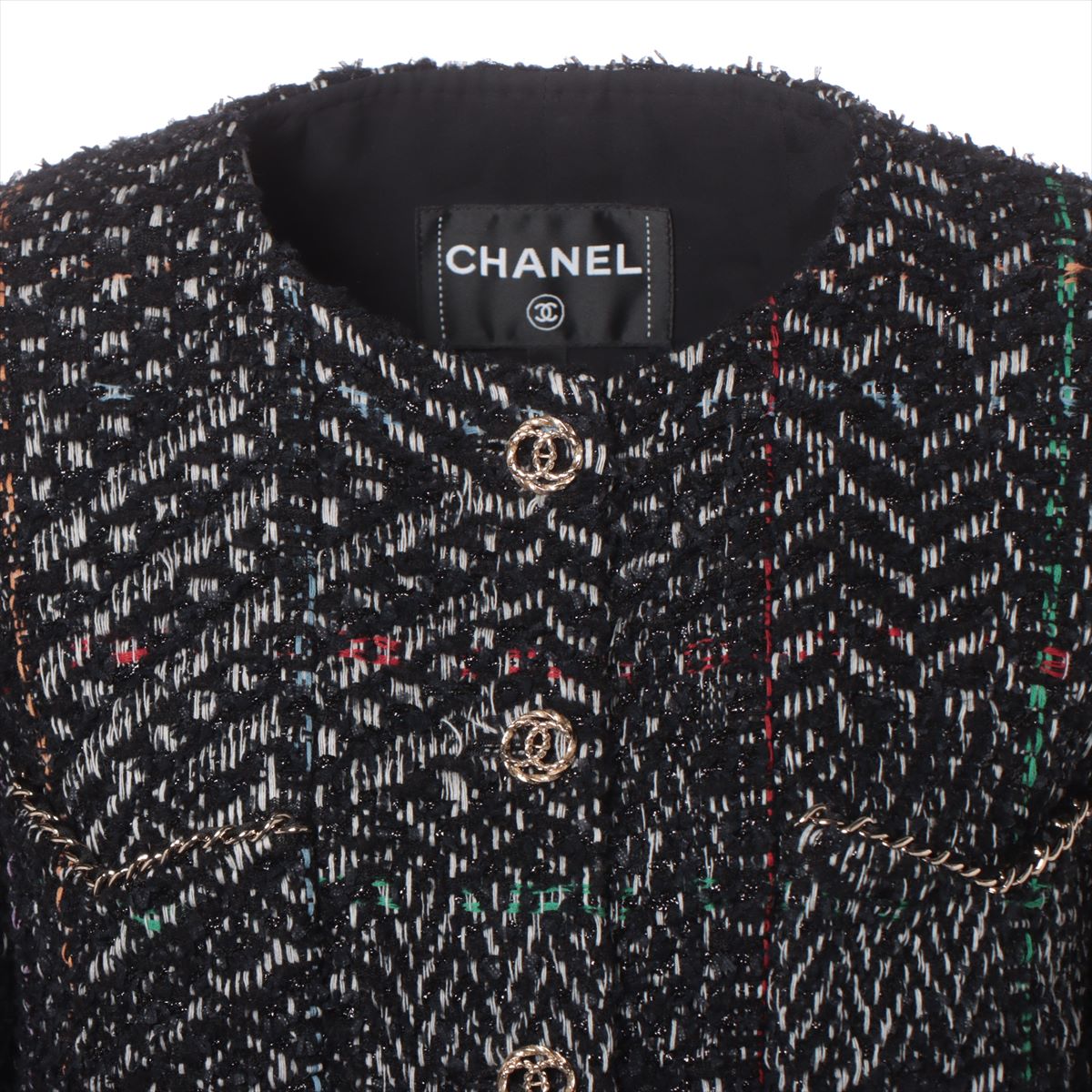 Chanel Coco Button P75 Wool  Nylon cturnal Jacket 38  Multicolor P75487V66678
