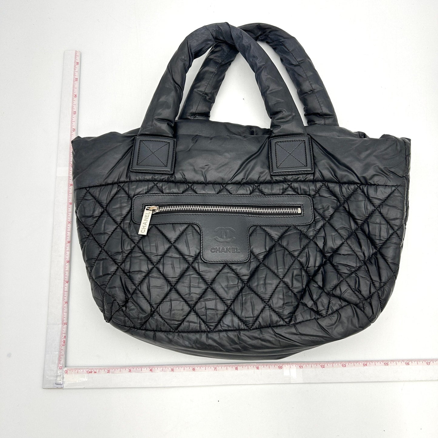 Chanel Nylon Quilted Small Coco Cocoon Tote Black  LA1465