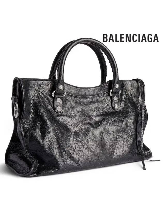 Luxury Balenciaga  Le City Medium Leather Tote Bag Black