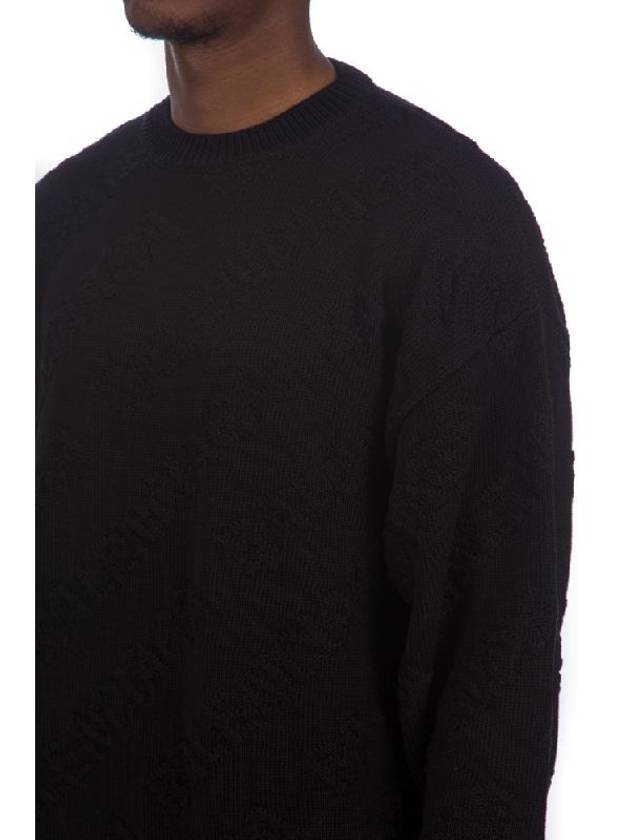 Luxury Balenciaga  Logo Jacquard Cotton Knit Top Black