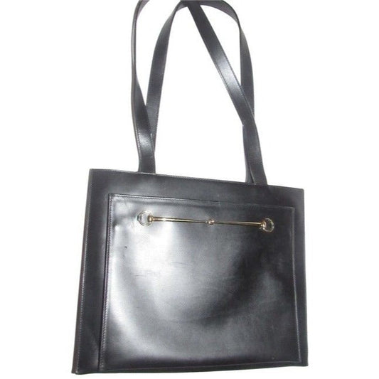 Gucci Tom Ford Era Black Leather Skinny Horse-bit Tote Bag