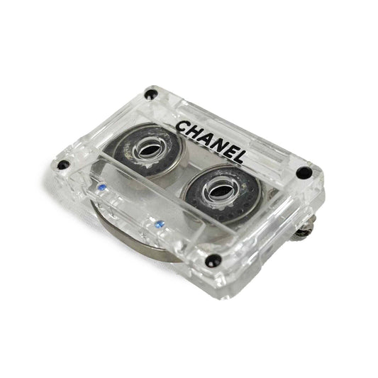 CHANEL 04P '' Cassette Tape - Resin / Black Brooch