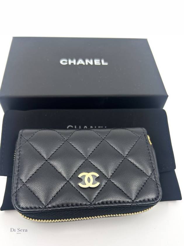Classic Zipped Coin Purse Grained Calfskin & Gold Black Chanel