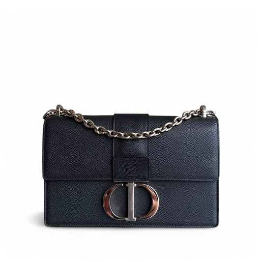 Dior 30 Montaigne Medium - Grained Calfskin Black Gold Hardware