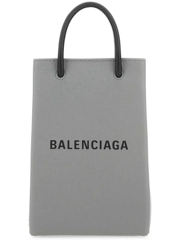 Luxury Balenciaga  Logo Print Phone Holder Small Cross Bag Grey
